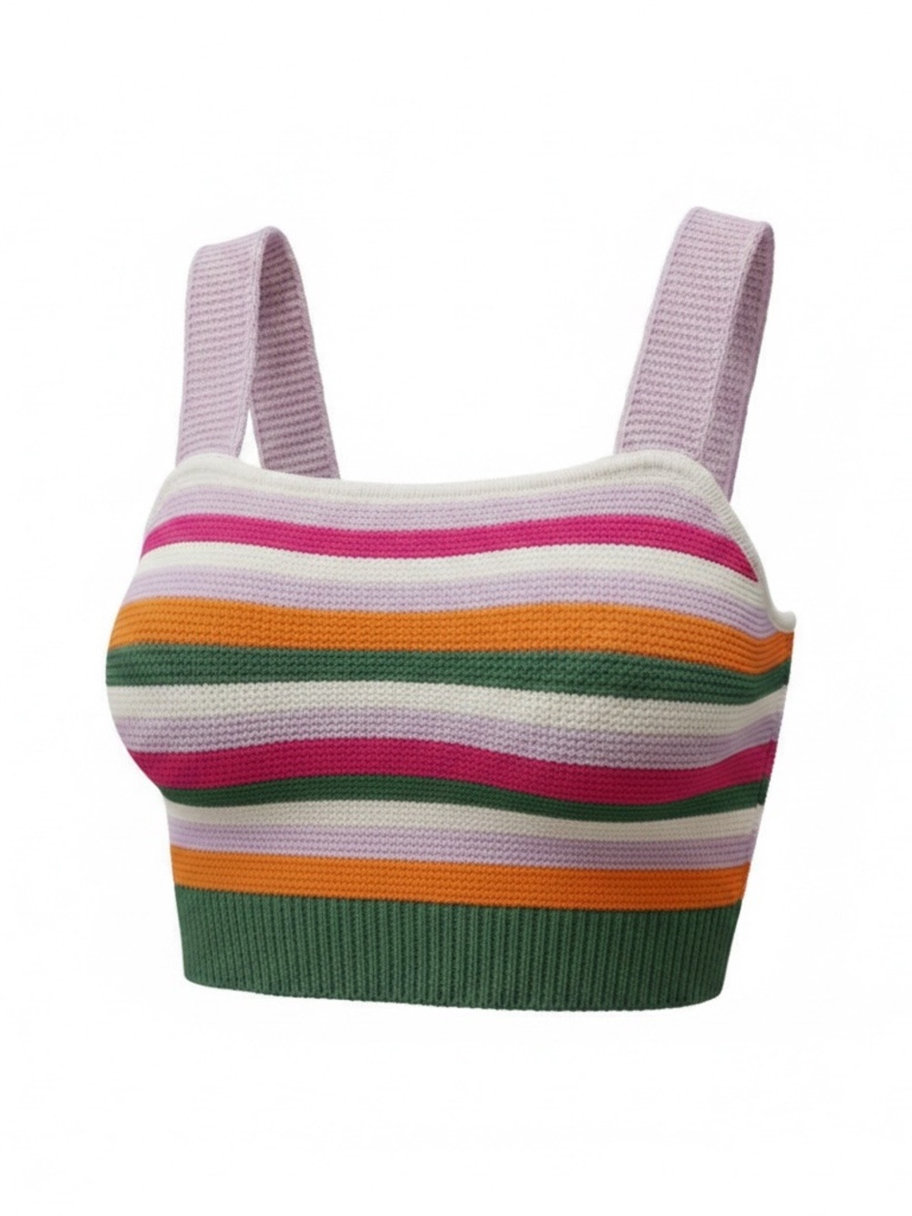Striped Knit Crop Top in Pink, Green & Orange